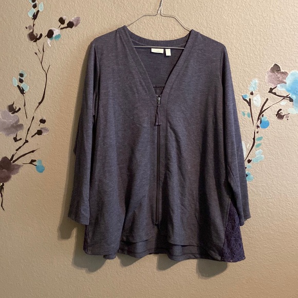 LOGO lounge zip front cardigan 1X - Picture 2 of 7